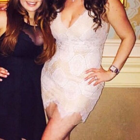 Beige and White Lace Flower Dress Beige and White Lace Flower Dress - Picture 13 of 13